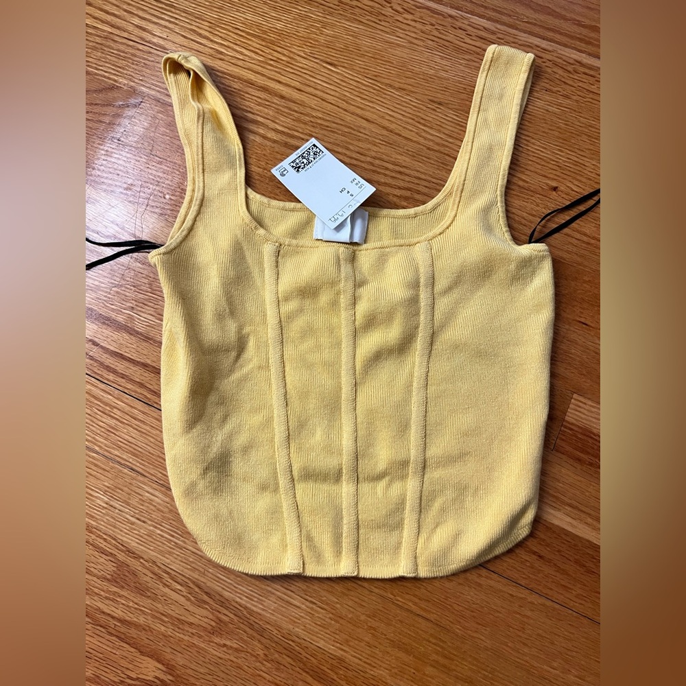 H&M Yellow Ribbed Bustier Tank Top